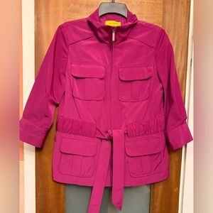 St. John Women’s Vintage Raspberry Safari Utility 3/4 Sleeve Belted Jacket